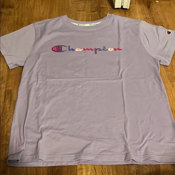 Champion Lavender Sweatshirt with Multicolor Logo Women’s Medium - Picture 4 of 8